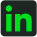ícone com a logo do linkedin com fundo preto e as letras i n verdes